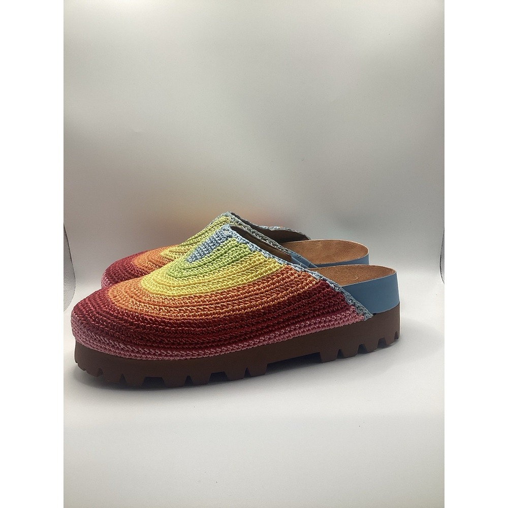 chelsea and violet Cleo Rainbow Embroidered Platform Clogs. W-12 - Picture 6 of 6